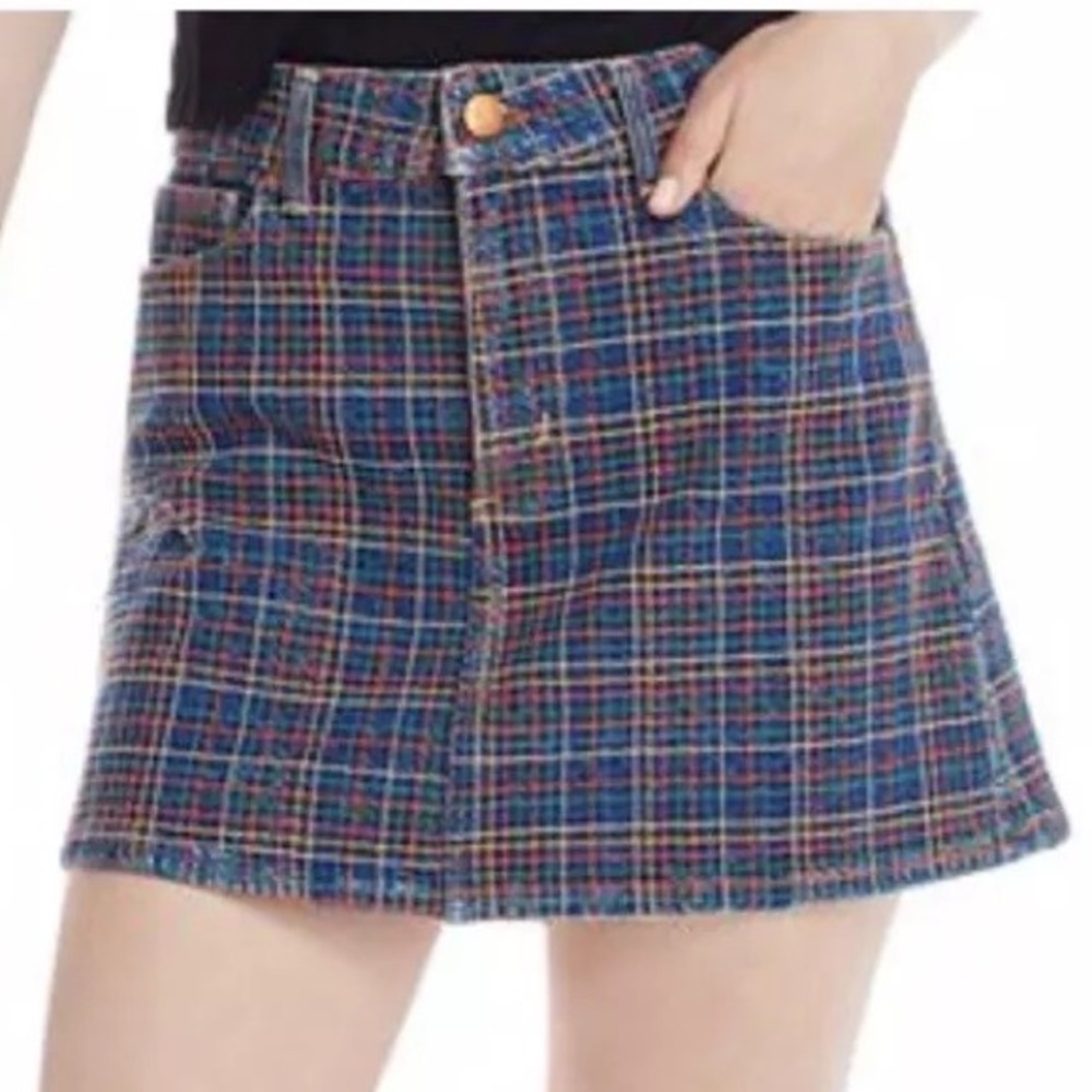 🩷❤️🧡💛💚💙 A+O Rainbow Denim Mini Skirt